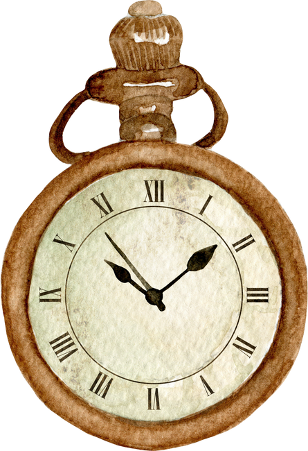 Watercolor vintage clock